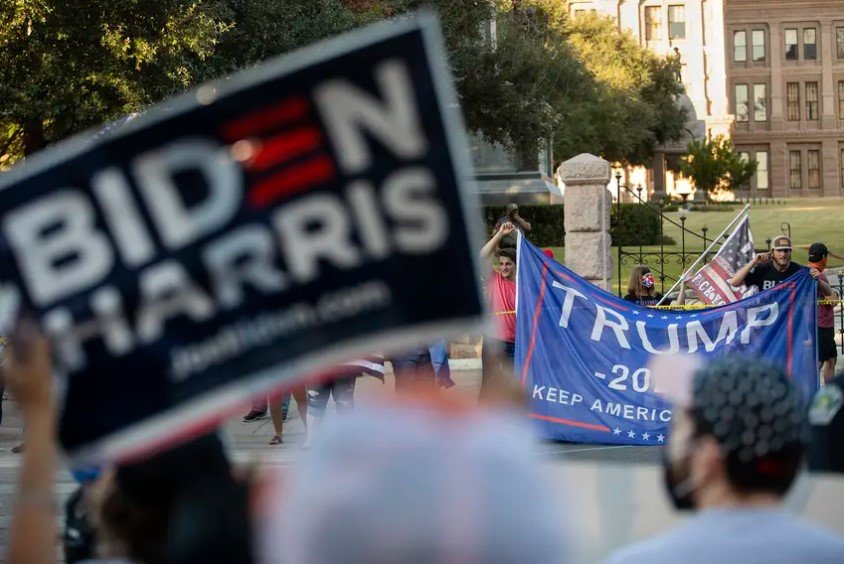 Supporters of Republican former President Trump gathered at the State Capitol in Austin on Nov. 7 to protest the electoral victory of Democrat Joe Biden. Officials in some counties targeted by audits accuse Republican Texas leaders of pandering to conspiracy theorists and undermining faith in elections. They also say the secretary of state’s office hasn’t provided details on what the audits entail.